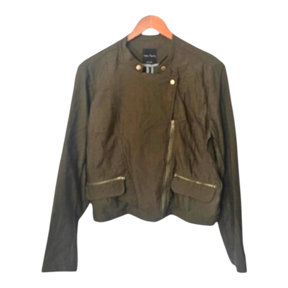 CLEARANCE 5/$15 Eden Society Women Army Green Asymmetrical Moto‎ Jacket Medium